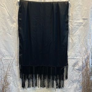 SILKY BLEND PASHMINA 22" x 78""  beaded fringed detail trim black  GUC